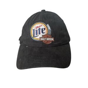 Harley Davidson Motorcycles Miller Lite Beer Promo Strapback Hat Cap Dad Hat